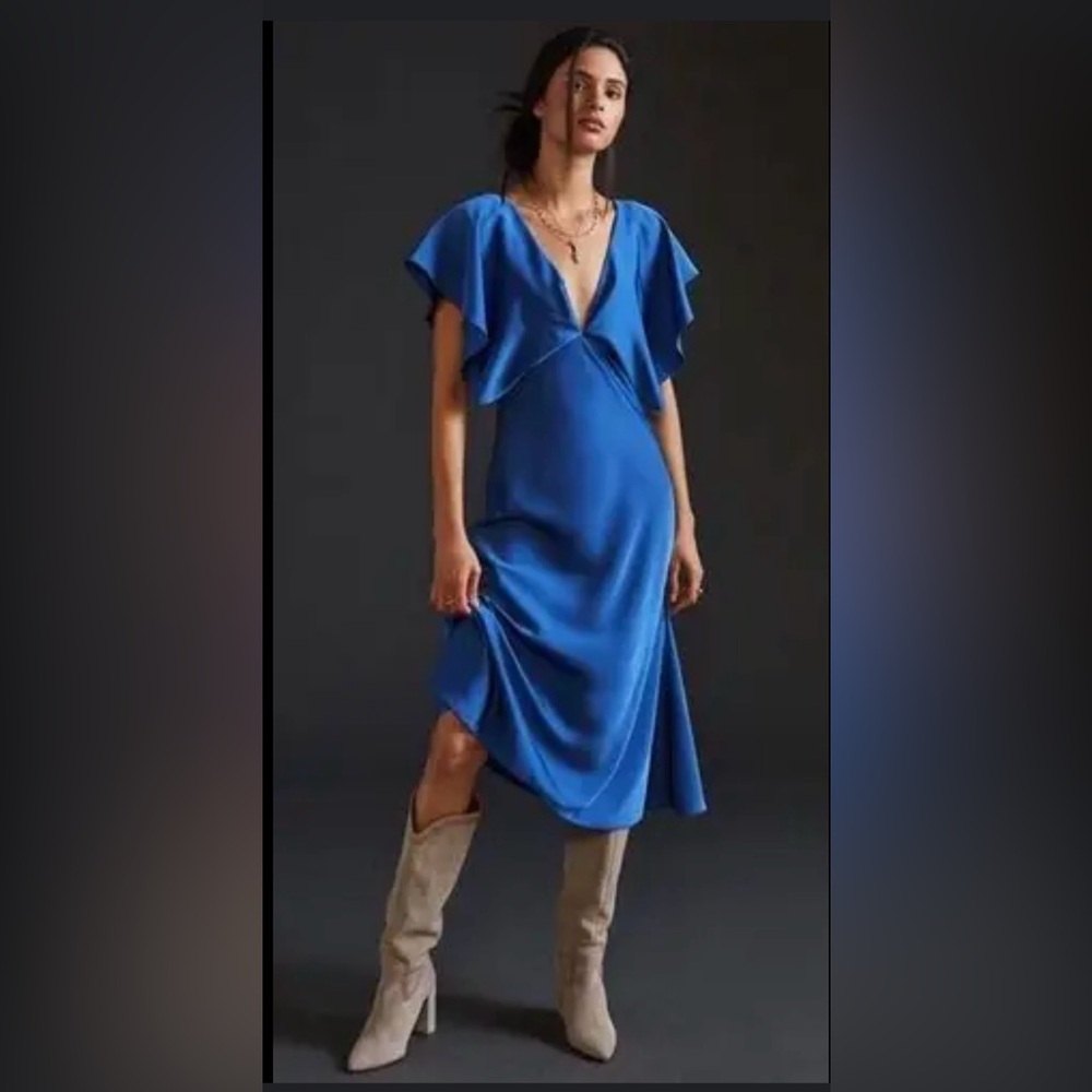 Sachin + Babi for Anthropologie Royal Blue Midi Dress EUC